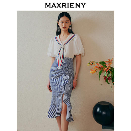 MAXRIENY赫本海军鱼尾裙海军风半裙(货号:MC88SK265) 商品图1