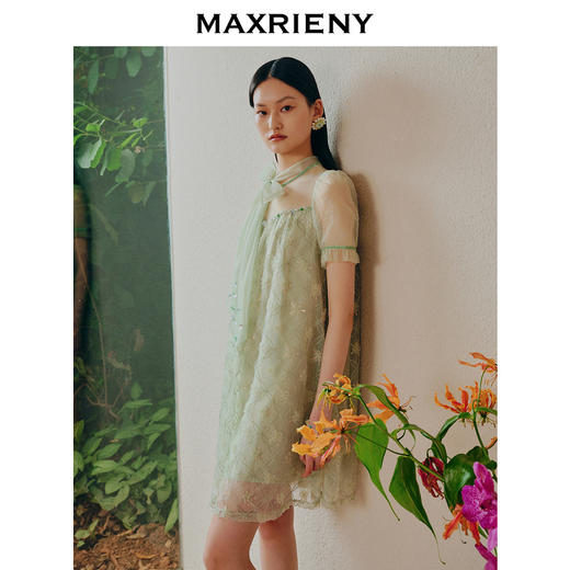 MAXRIENY欧式园艺风网纱连衣裙薄荷曼波风穿搭裙子(货号:MC88DR263) 商品图2