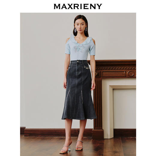 蝴蝶仙紫系列2.0MAXRIENY森系精灵牛仔鱼尾半身裙(货号:MC88SK256) 商品图2