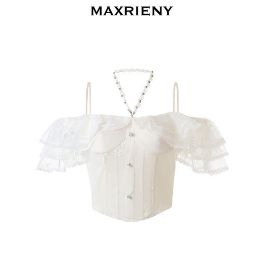 【浪漫花园-商场同款】MAXRIENY复古优雅珍珠链条上衣修身显瘦(货号:MC85TP050) 商品图4