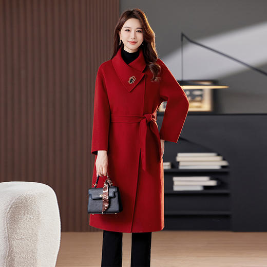 TC 833222外套中长款妈妈装双面呢子宽松显瘦羊毛大衣 商品图2