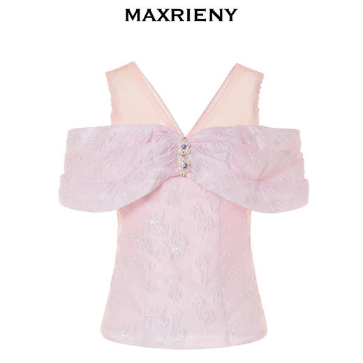 MAXRIENY蔷薇粉提花*上衣甜美温柔风蕾丝雪纺衫(货号:MC88TP367) 商品图4