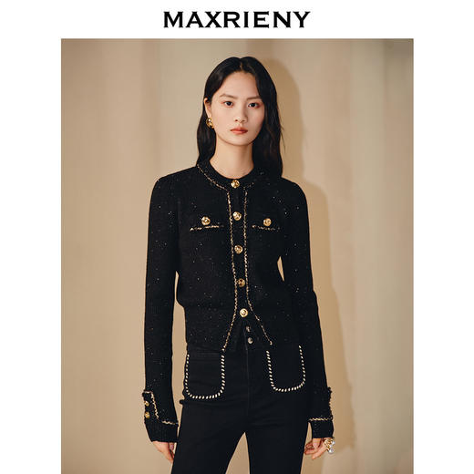MAXRIENY*黑金小香风短外套毛衫修身上衣(货号:MC88JA838) 商品图2
