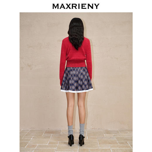 MAXRIENY*复古学院风格纹半裙百褶高腰短裙(货号:MC88SK601) 商品图3