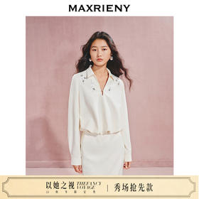 【秀场抢先款】MAXRIENY*休闲V领花苞衬衫钉珠装饰上衣女(货号:MC85TP520)