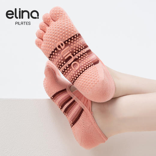 elina一恋2024 纽结彩绑带五趾普拉提瑜伽防滑袜ELR2507 商品图3