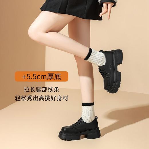 ZHR则则时尚百搭小皮鞋女鞋2024新款厚底乐福鞋英伦单鞋ins潮洋气 商品图4