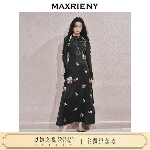 【主题纪念款】MAXRIENY华丽宫廷风玫瑰蕾丝连衣裙2024秋冬新款(货号:MC85DR560) 商品图0