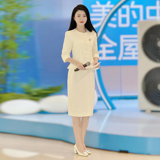 IWY/杏色职业套装裙女两件套七分袖气质百搭主持人西装裙播音比赛CS1975 商品图1