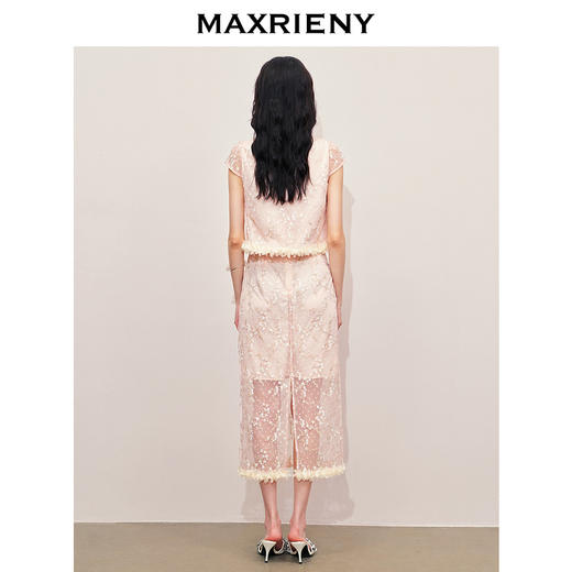 【商场同款】MAXRIENY浪漫新中式半身裙开衩蕾丝绣花包臀直筒裙(货号:MS85SK261) 商品图3