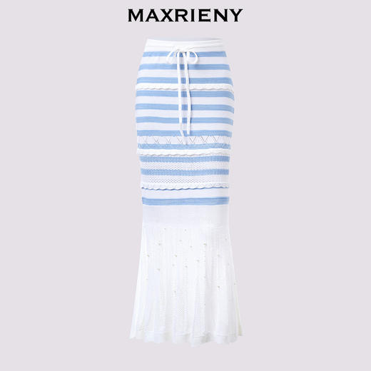 【商场同款】MAXRIENY肌理感修身鱼尾半身裙条纹包臀裙中长款(货号:MS85SK264) 商品图4