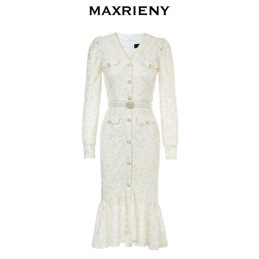 MAXRIENY千金小姐蕾丝裙秋季连衣裙气质鱼尾长裙(货号:MC87DR589) 商品图4