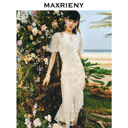 MAXRIENY仙美感蕾丝不规则裙摆半身裙鱼尾裙修身(货号:MS88SK253) 商品图1