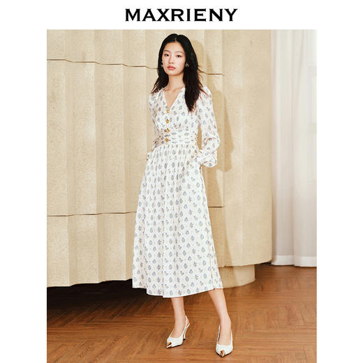 【商场同款】MAXRIENY*复古散摆连衣裙宫廷裙薄荷曼波风穿搭(货号:MS85DR006) 商品图1