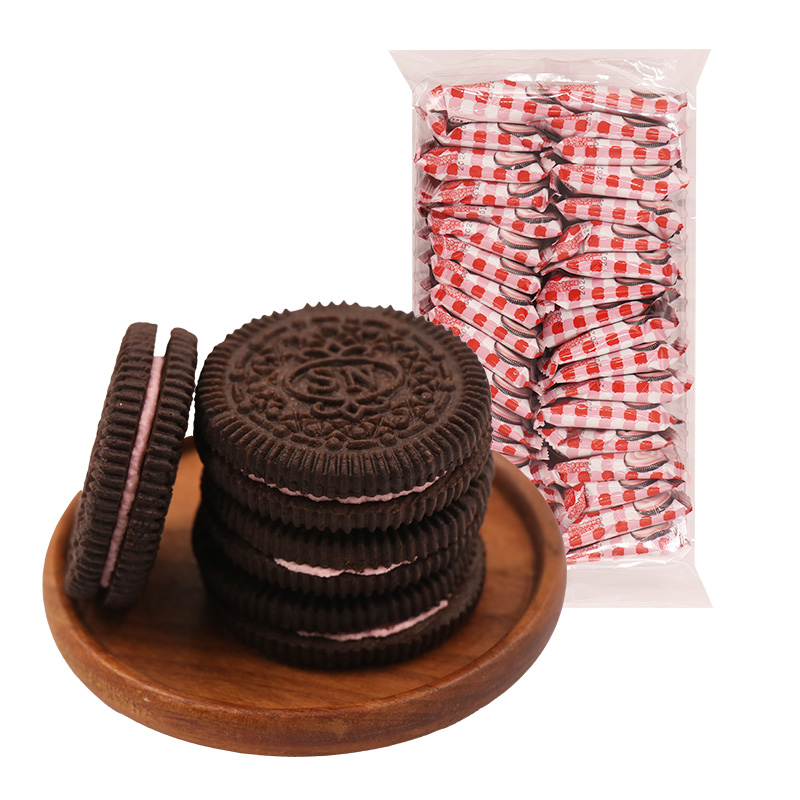 500g夹心饼干草莓味柠檬味原味 多口味办公休闲零食2包