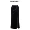 MAXRIENY*复古感开叉丝绒半裙鱼尾抽褶包臀裙子(货号:MC88SK832) 商品缩略图4