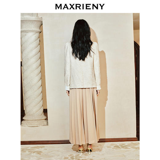 【商场同款-宫廷飞鸽】MAXRIENY复古玉饰斜襟撞色小香长外套24春(货号:MC85JA033) 商品图3