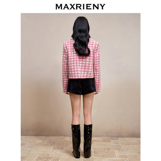 MAXRIENY千金小香风短外套战袍格纹西装花纱上衣(货号:MS88JA766) 商品图3