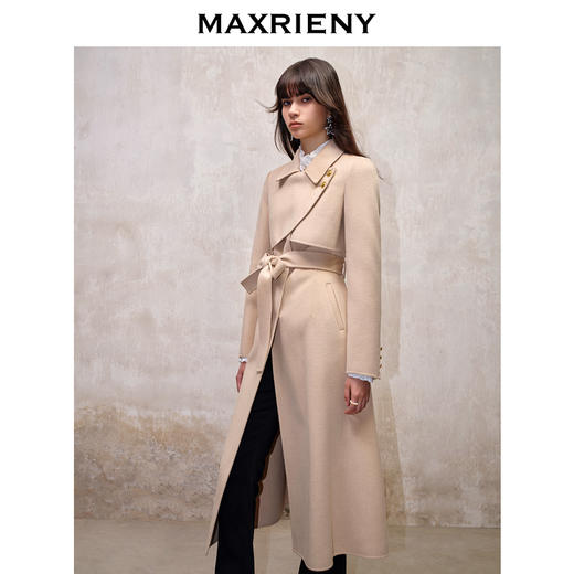 MAXRIENY极简*复古感驼色毛呢大衣秋冬外套长款(货号:MS88CT515) 商品图1