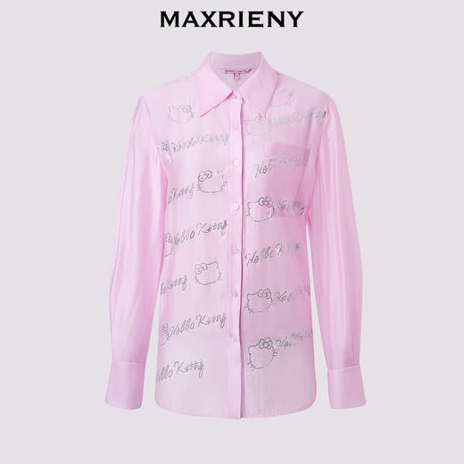 【Hello Kitty时尚系列】MAXRIENYKitty粉天丝烫钻宽松衬衫女(货号:MC85TP320) 商品图4