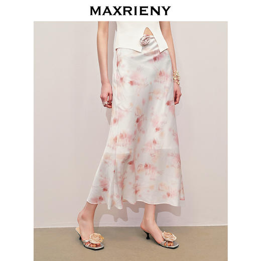 【商场同款】MAXRIENY浪漫度假半身裙包臀高腰裙子立体花绑带(货号:MS85SK263) 商品图2