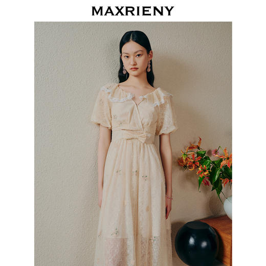 MAXRIENY欧式田园风茶歇裙网纱摆裙法式复古连衣裙(货号:MC88DR274) 商品图2