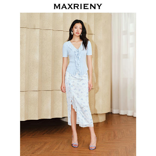 MAXRIENY浪漫手工盘花套头针织毛衫修身显瘦上衣(货号:MS85SW020) 商品图1