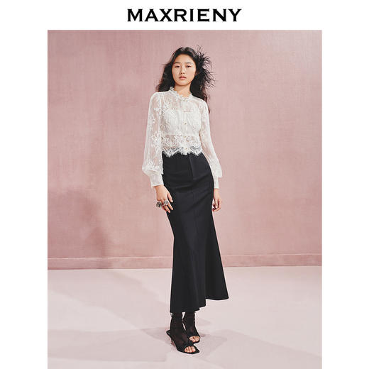 【贵雅日常-商场同款】MAXRIENY复古优雅金扣鱼尾半身裙长裙(货号:MC85SK537) 商品图1