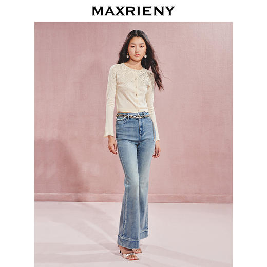【秀场抢先款】MAXRIENY*休闲感渐变烫钻收腰毛衫2024秋冬新款(货号:MC85SW539) 商品图1
