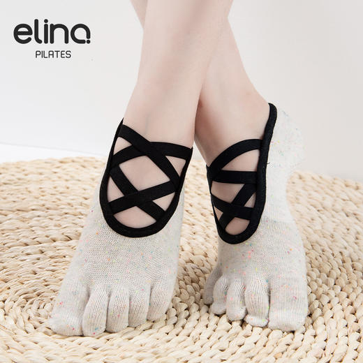 elina一恋2024 双交叉带露背五趾普拉提瑜伽防滑袜ELR2504 商品图7