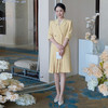 IWY/黄色*西装职业连衣裙女压褶设计感宴会接待主持人播音比赛Q14103 商品缩略图1