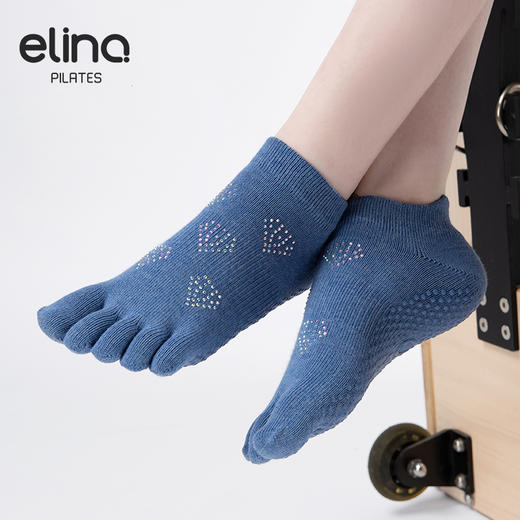 elina一恋 镶钻五趾普拉提瑜伽防滑袜ELR2501 商品图8