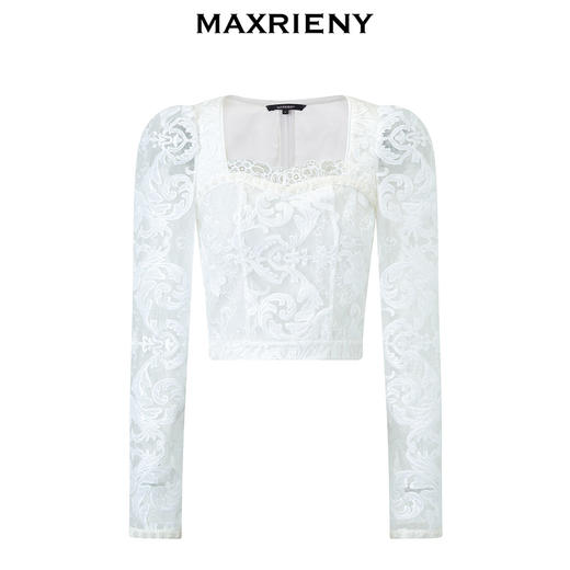 【东方玉兰-商场同款】MAXRIENY宫廷复古马德拉刺绣上衣修身显瘦(货号:MC85TP074) 商品图4