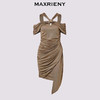 【异域·摩洛哥-商场同款】MAXRIENY**烫钻抽褶修身连衣裙(货号:MC85DR353) 商品缩略图4
