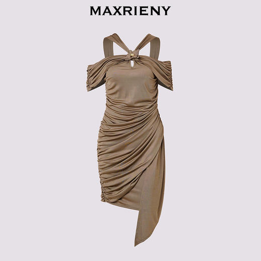 【异域·摩洛哥-商场同款】MAXRIENY**烫钻抽褶修身连衣裙(货号:MC85DR353) 商品图4