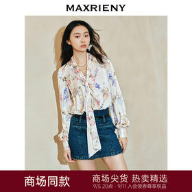 【商场同款-宫廷飞鸽】MAXRIENY复古浪漫系带云朵上衣衬衫2024春(货号:MC85TP028)