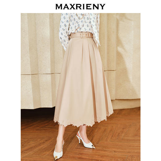 【商场同款】MAXRIENY春日温柔风卡其色a字半身裙气质高级感(货号:MS85SK006) 商品图2