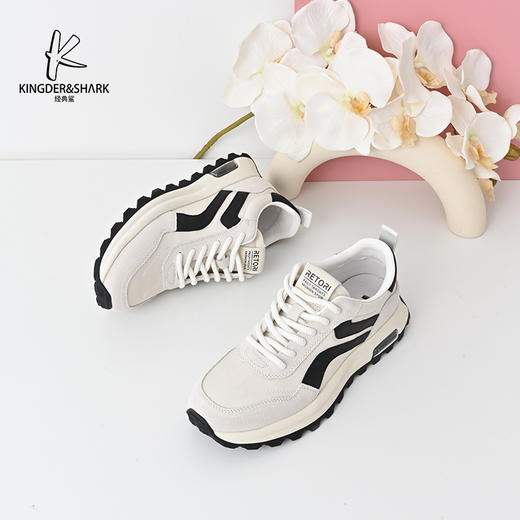 经典鲨2024年秋季新款男士系带时尚拼色平底舒适休闲鞋跑步鞋KG31-D33151 商品图2
