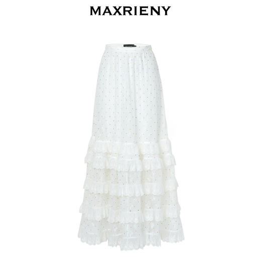 MAXRIENY仙美浪漫网纱荷叶边蛋糕裙高腰长半裙(货号:MC88SK582) 商品图4