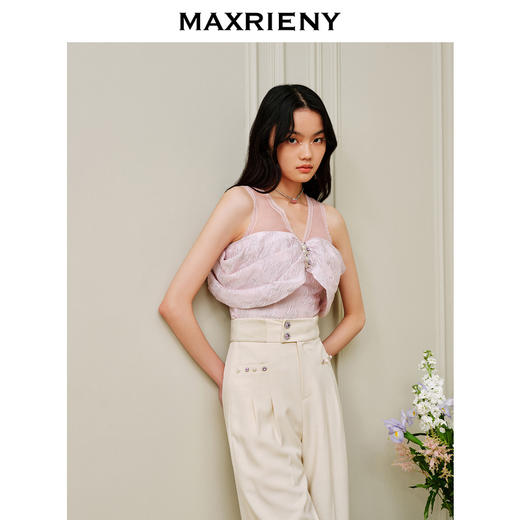 MAXRIENY蔷薇粉提花*上衣甜美温柔风蕾丝雪纺衫(货号:MC88TP367) 商品图2