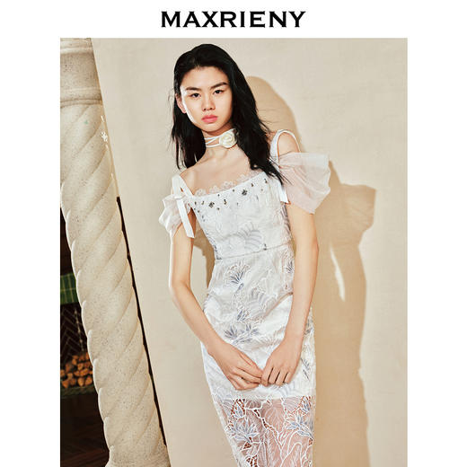 【英式雅皮士-商场同款】MAXRIENY复古优雅蕾丝刺绣连衣裙2024春(货号:MC85DR080) 商品图1