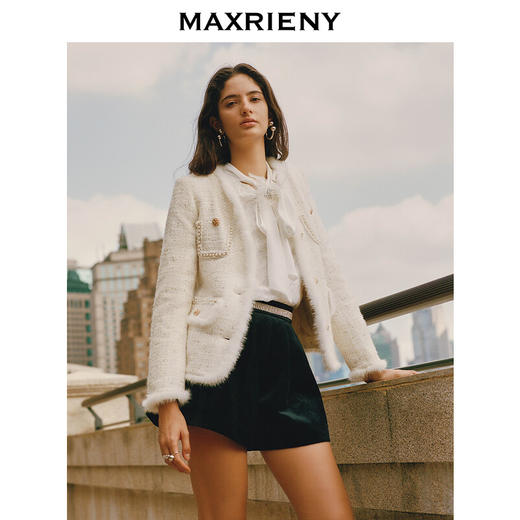 MAXRIENY名媛千金小香风羽绒服*复古水貂毛外套(货号:MS88DC539) 商品图1