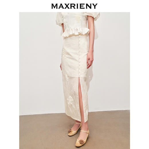 【贵雅新中式-商场同款】MAXRIENY重工绣花开衩半身裙高腰包臀(货号:MC85SK266) 商品图2