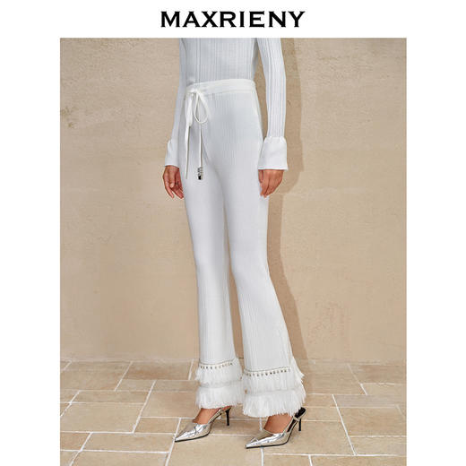 MAXRIENY*华丽钻饰流苏喇叭裤钉珠流苏针织裤(货号:MC88PA775) 商品图2