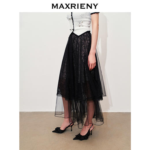 【商场同款】MAXRIENY甜美文艺网纱半裙2024夏季新款蕾丝绣花裙子(货号:MC85SK290) 商品图2