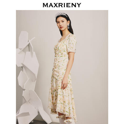 MAXRIENY春日浪漫感碎花茶歇裙荷叶边印花连衣裙(货号:MC88DR011) 商品图2