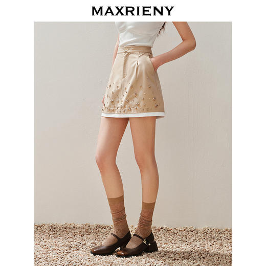 【Day Dreaming-主题纪念款】MAXRIENY*花卉钉钻拼边半裙(货号:MC85SK025) 商品图2