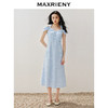 MAXRIENY优雅复古感蓝白格纹烫钻连衣裙甜美裙子(货号:MS85DR261) 商品缩略图1