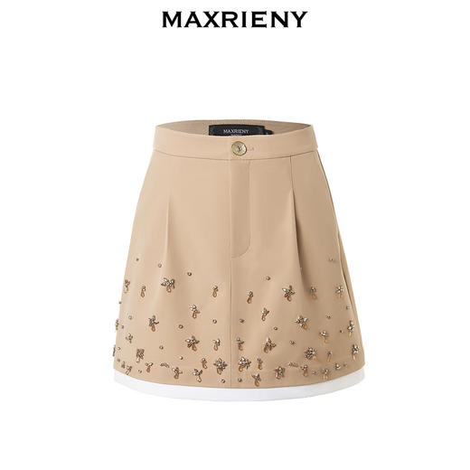 【Day Dreaming-主题纪念款】MAXRIENY*花卉钉钻拼边半裙(货号:MC85SK025) 商品图4