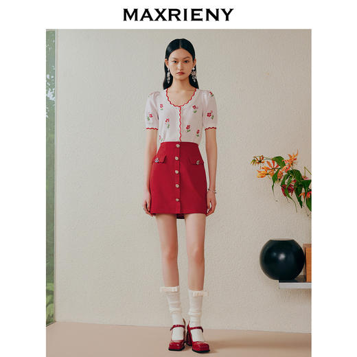 MAXRIENY小红花甜美针织衫开衫薄毛衫上衣(货号:MC88SW276) 商品图1